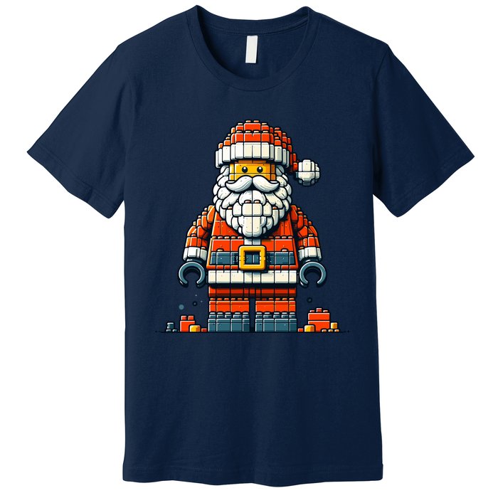 Christmas Builder Block Brick Building Santa Faces Boy Premium T-Shirt