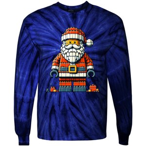 Christmas Builder Block Brick Building Santa Faces Boy Tie-Dye Long Sleeve Shirt