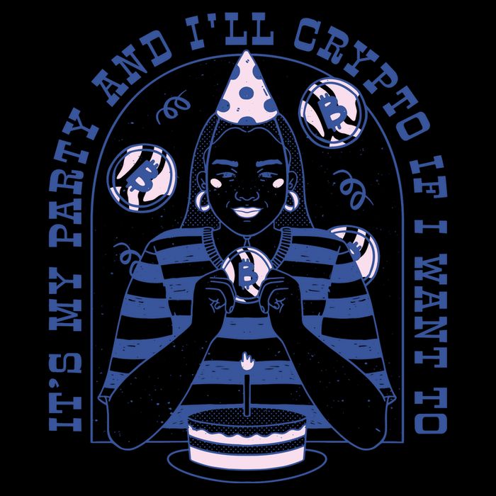 Crypto Bitcoin Birthday Funny Cropped Pullover Crew