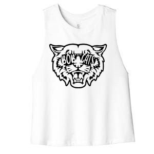 Cool Bobcat Bobcats Sunglasses Animal Lover Women's Racerback Cropped Tank