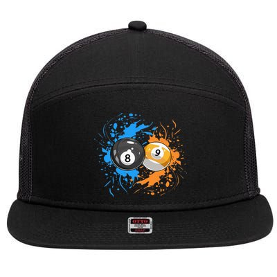 Cool Billiard Balls For 8 Ball And 9 Ball Player 7 Panel Mesh Trucker Snapback Hat