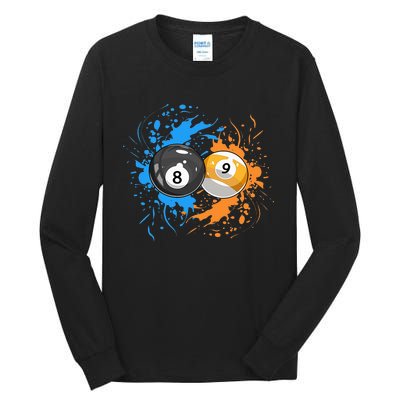 Cool Billiard Balls For 8 Ball And 9 Ball Player Tall Long Sleeve T-Shirt