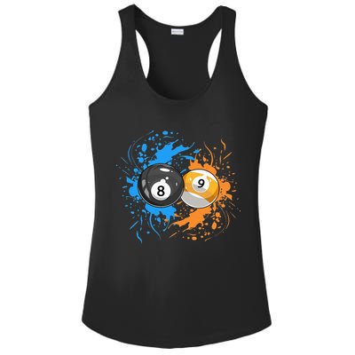 Cool Billiard Balls For 8 Ball And 9 Ball Player Ladies PosiCharge Competitor Racerback Tank