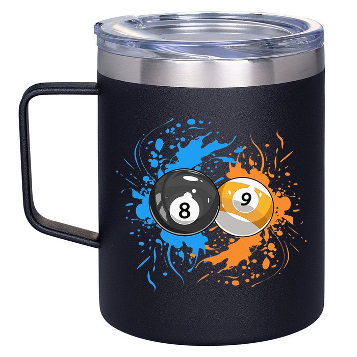Cool Billiard Balls For 8 Ball And 9 Ball Player 12oz Stainless Steel Coffee Mug