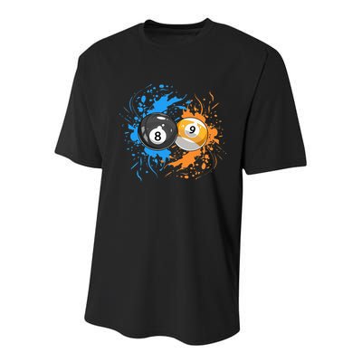 Cool Billiard Balls For 8 Ball And 9 Ball Player Youth Performance Sprint T-Shirt