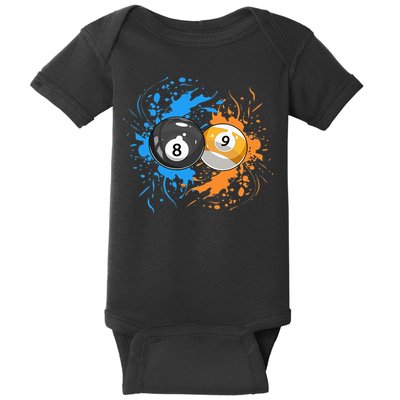 Cool Billiard Balls For 8 Ball And 9 Ball Player Baby Bodysuit