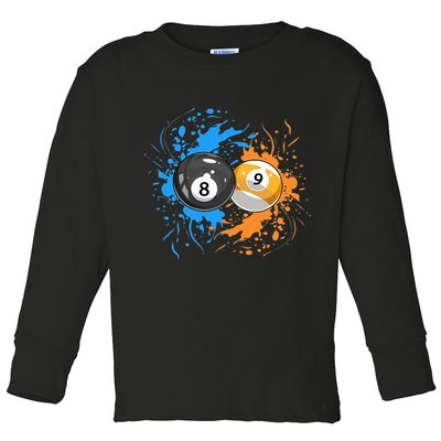 Cool Billiard Balls For 8 Ball And 9 Ball Player Toddler Long Sleeve Shirt