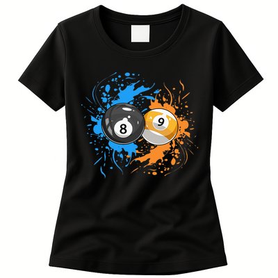 Cool Billiard Balls For 8 Ball And 9 Ball Player Womens T-Shirt
