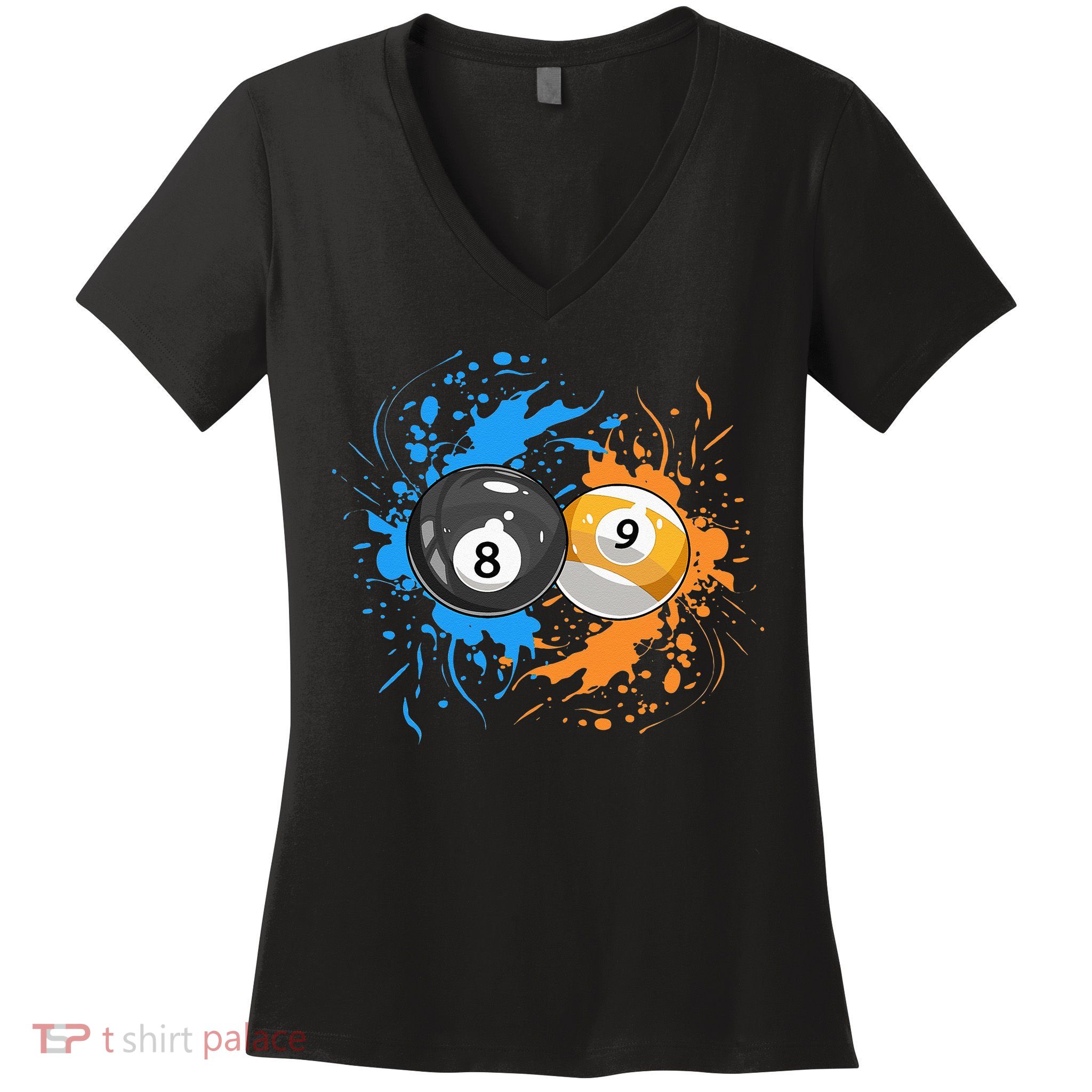 Cool Billiard Balls For 8 Ball And 9 Ball Player Women's V-Neck T-Shirt