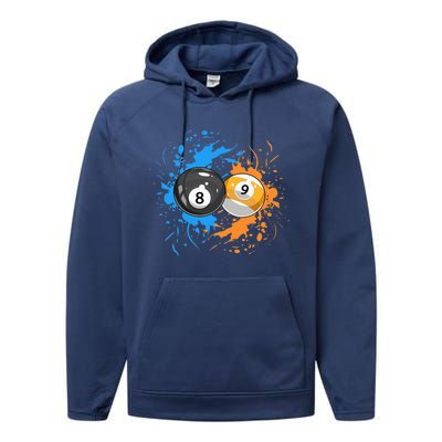 Cool Billiard Balls For 8 Ball And 9 Ball Player Performance Fleece Hoodie