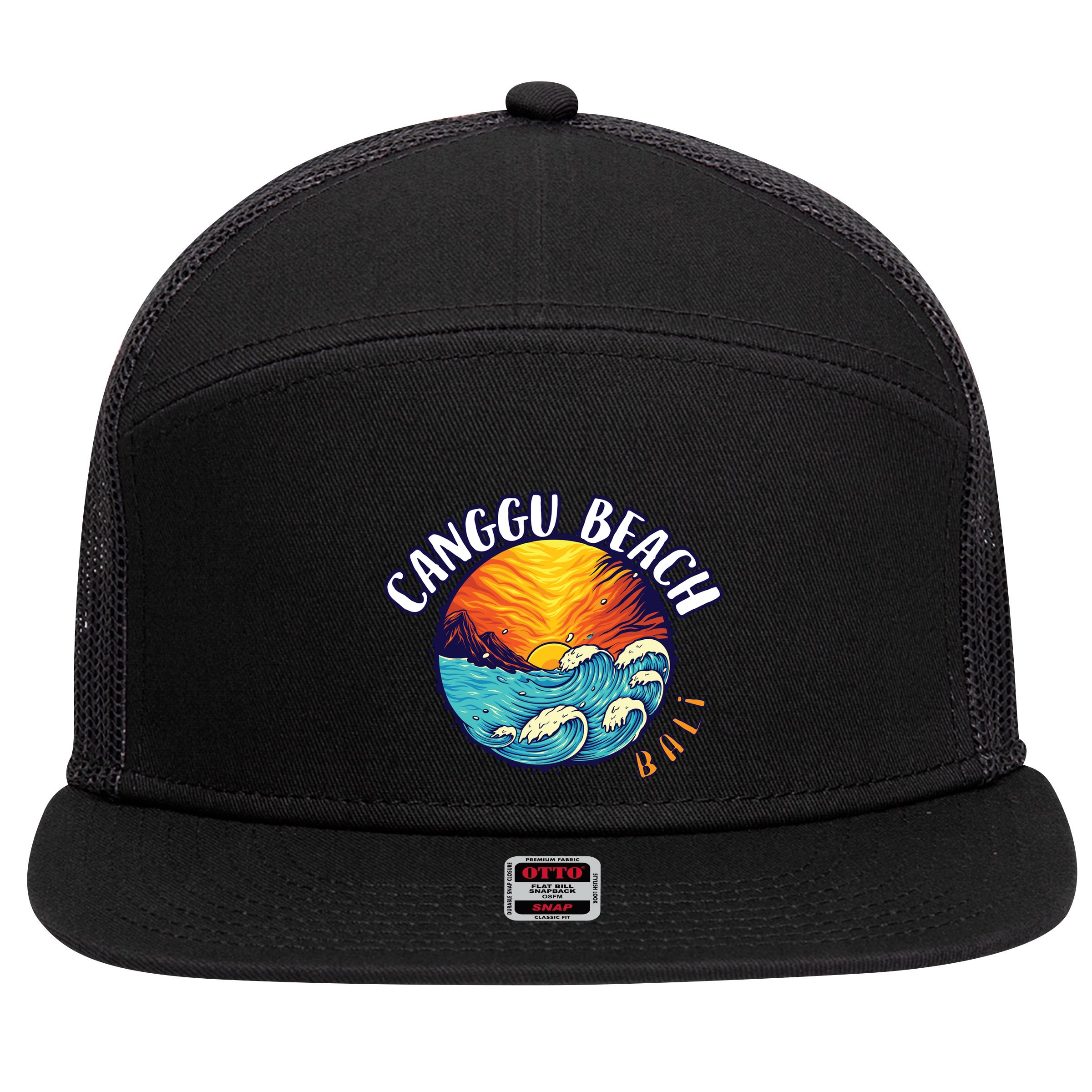 Canggu Beach Bali Paradise 7 Panel Mesh Trucker Snapback Hat