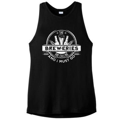 Craft Beer Breweries Are Calling And I Must Go Ladies PosiCharge Tri-Blend Wicking Tank