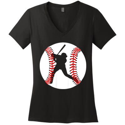 Cool Baseball Baseball Players And Fans Women's V-Neck T-Shirt