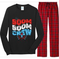 Cute Boom Boom Crew 4th of July Fireworks Family Matching Long Sleeve Pajama Set