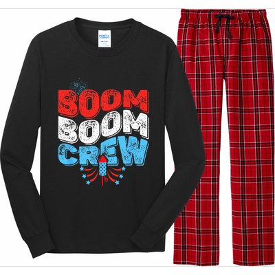 Cute Boom Boom Crew 4th of July Fireworks Family Matching Long Sleeve Pajama Set