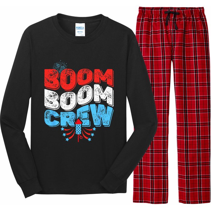 Cute Boom Boom Crew 4th of July Fireworks Family Matching Long Sleeve Pajama Set