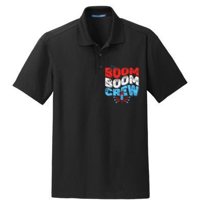 Cute Boom Boom Crew 4th of July Fireworks Family Matching Dry Zone Grid Polo