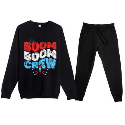 Cute Boom Boom Crew 4th of July Fireworks Family Matching Premium Crewneck Sweatsuit Set