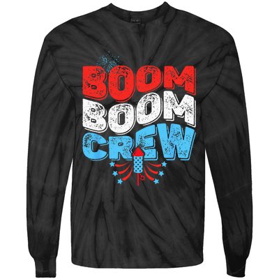 Cute Boom Boom Crew 4th of July Fireworks Family Matching Tie-Dye Long Sleeve Shirt