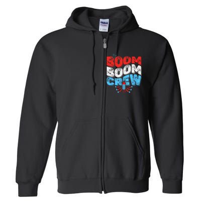 Cute Boom Boom Crew 4th of July Fireworks Family Matching Full Zip Hoodie