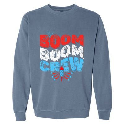 Cute Boom Boom Crew 4th of July Fireworks Family Matching Garment-Dyed Sweatshirt