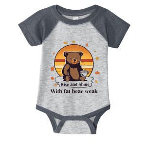 Cute Bear Baby Bear Retro Sunset Bear Drinking Coffee Funny Fat Bear Week Infant Baby Jersey Bodysuit