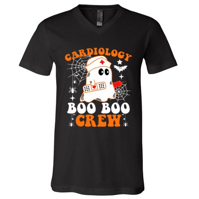 Cardiology Boo Boo Crew Funny Nurse Ghost Halloween V-Neck T-Shirt