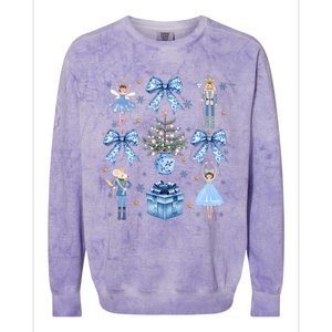 Coquette Blue Bow Nutcracker Xmas Merry Christmas Pajamas Colorblast Crewneck Sweatshirt