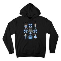 Coquette Blue Bow Nutcracker Xmas Merry Christmas Pajamas Hoodie