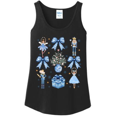 Coquette Blue Bow Nutcracker Xmas Merry Christmas Pajamas Ladies Essential Tank