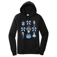 Coquette Blue Bow Nutcracker Xmas Merry Christmas Pajamas Women's Pullover Hoodie