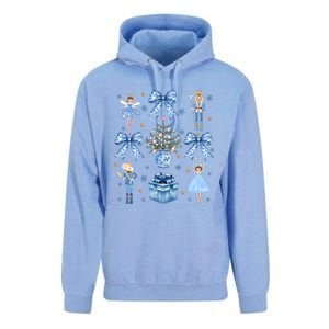 Coquette Blue Bow Nutcracker Xmas Merry Christmas Pajamas Unisex Surf Hoodie