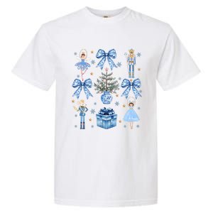 Coquette Blue Bow Nutcracker Xmas Merry Christmas Pajamas Garment-Dyed Heavyweight T-Shirt