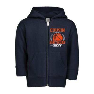 Cousin Basketball Birthday Boy Family Baller Bday Party Toddler Zip Fleece Hoodie