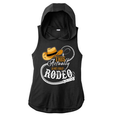 Cowboy Barn Bull Rider Rodeo First Rodeo Ladies PosiCharge Tri-Blend Wicking Draft Hoodie Tank