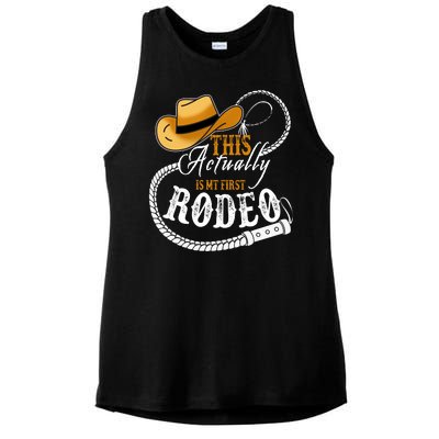 Cowboy Barn Bull Rider Rodeo First Rodeo Ladies PosiCharge Tri-Blend Wicking Tank