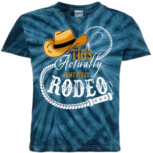 Cowboy Barn Bull Rider Rodeo First Rodeo Kids Tie-Dye T-Shirt