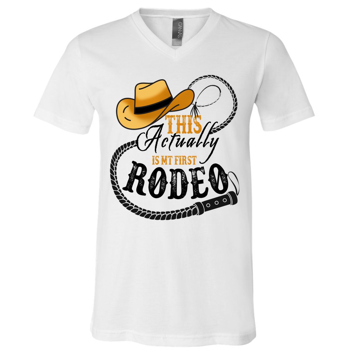 Cowboy Barn Bull Rider Rodeo First Rodeo V-Neck T-Shirt