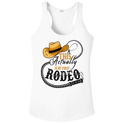 Cowboy Barn Bull Rider Rodeo First Rodeo Ladies PosiCharge Competitor Racerback Tank