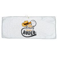 Cowboy Barn Bull Rider Rodeo First Rodeo Large Microfiber Waffle Golf Towel