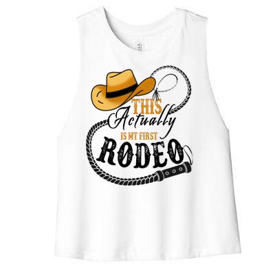 Cowboy Barn Bull Rider Rodeo First Rodeo Women's Racerback Cropped Tank