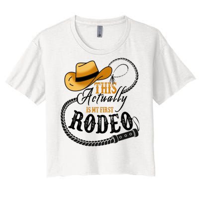 Cowboy Barn Bull Rider Rodeo First Rodeo Women's Crop Top Tee