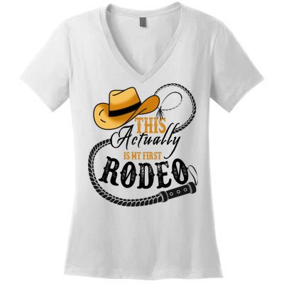 Cowboy Barn Bull Rider Rodeo First Rodeo Women's V-Neck T-Shirt