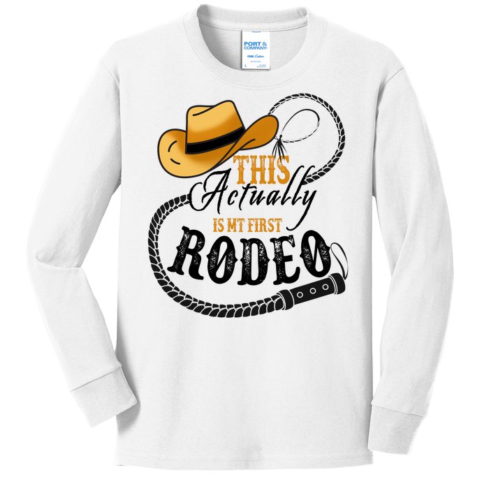 Cowboy Barn Bull Rider Rodeo First Rodeo Kids Long Sleeve Shirt