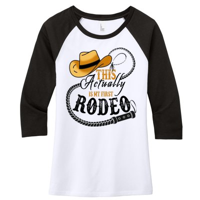 Cowboy Barn Bull Rider Rodeo First Rodeo Women's Tri-Blend 3/4-Sleeve Raglan Shirt