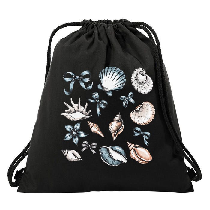Coquette Blue Bow Ocean Beach Retro Summer Women Drawstring Bag
