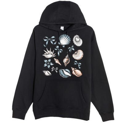 Coquette Blue Bow Ocean Beach Retro Summer Women Premium Pullover Hoodie