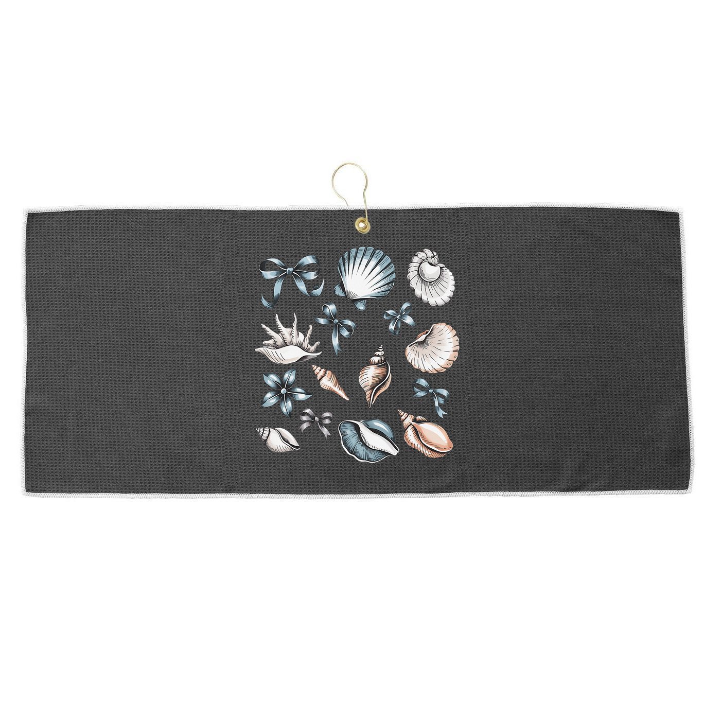 Coquette Blue Bow Ocean Beach Retro Summer Women Large Microfiber Waffle Golf Towel