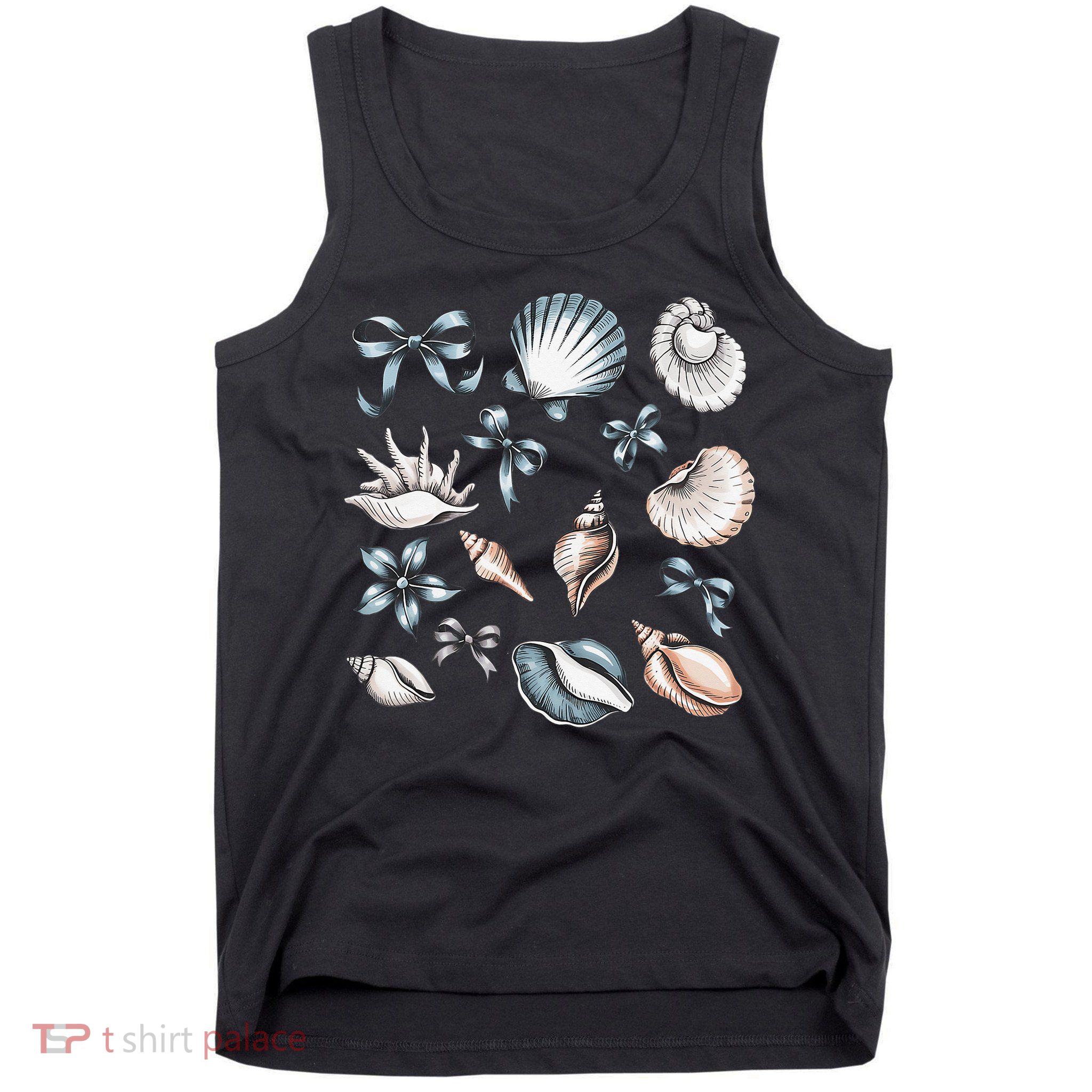 Coquette Blue Bow Ocean Beach Retro Summer Women Tank Top