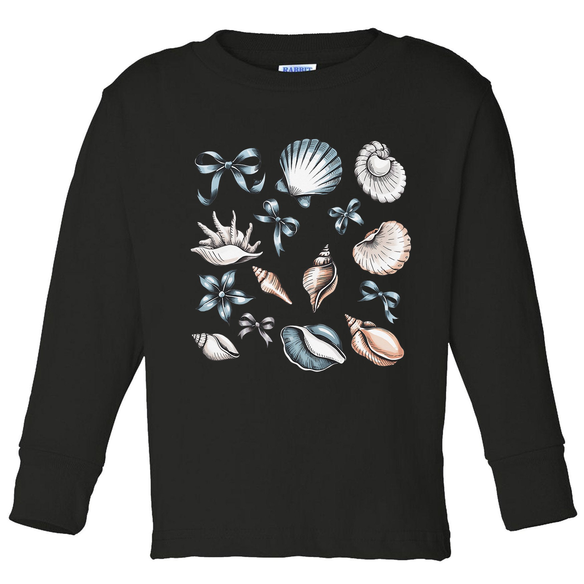 Coquette Blue Bow Ocean Beach Retro Summer Women Toddler Long Sleeve Shirt